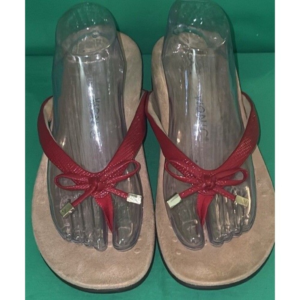 VIONIC Bella Red Patent Leather Slip On Sandals Size 10 Orthopedic Support Shoe